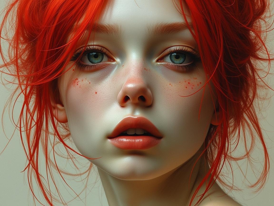Close-Up Portrait of a Young Woman with Red Hair