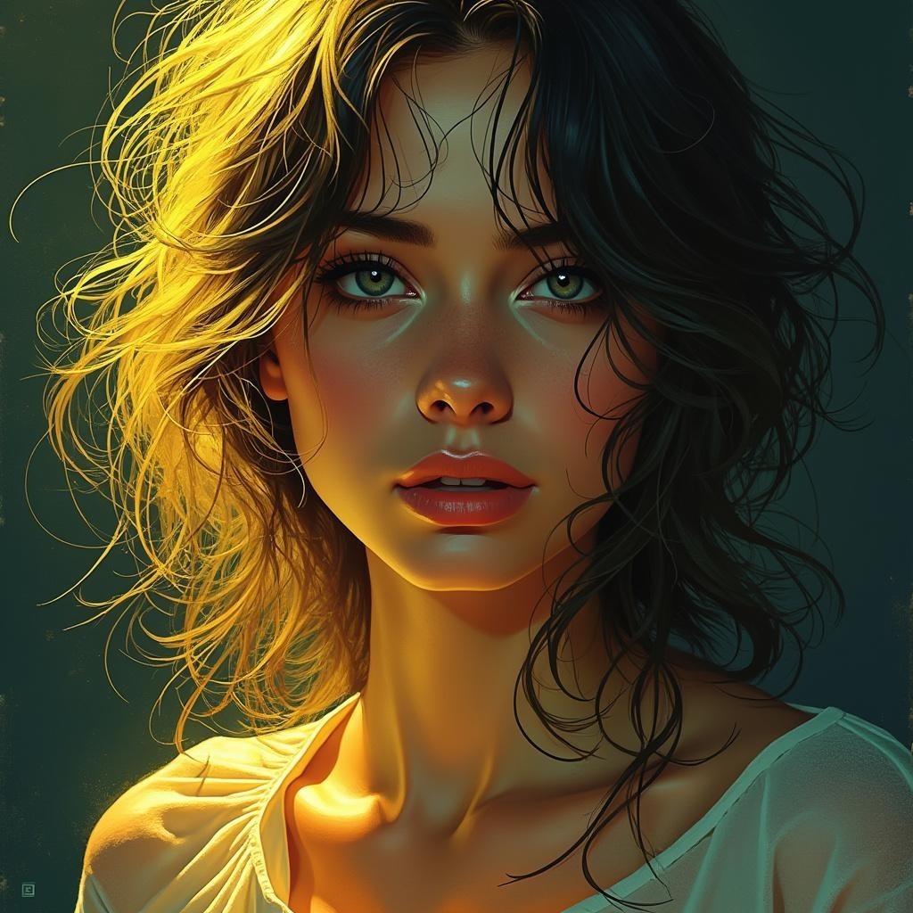 Close-Up Portrait of a Young Woman in Warm Light