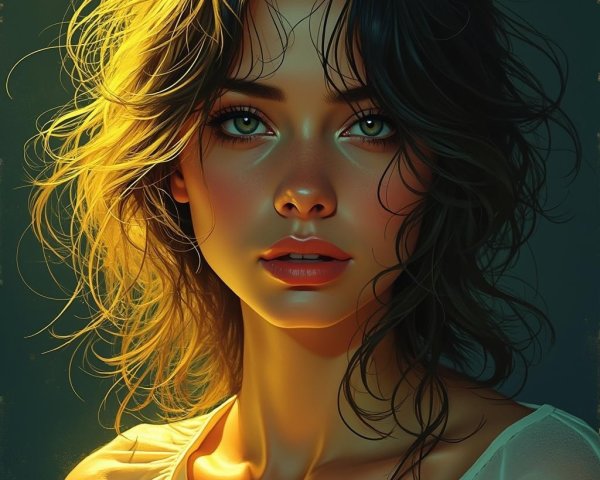 Close-Up Portrait of a Young Woman in Warm Light