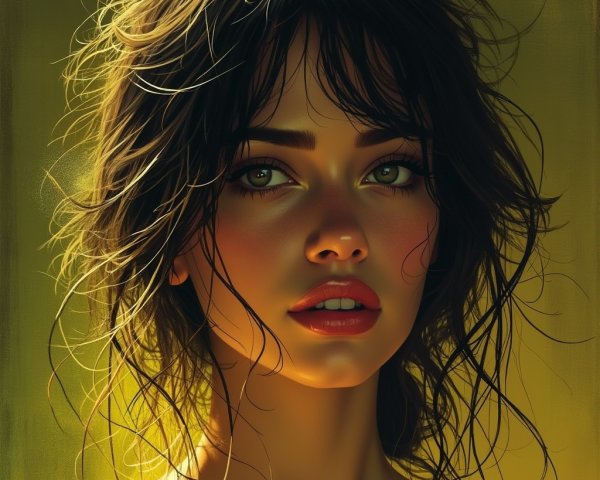 Close-Up Portrait of a Young Woman with Green Eyes