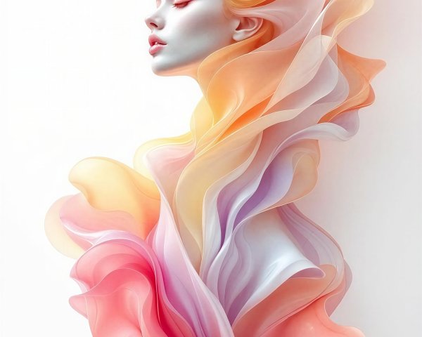 Abstract Digital Painting of a Woman's Profile Face