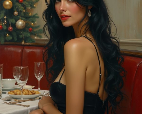Elegant Holiday Dining Scene with Decorated Table