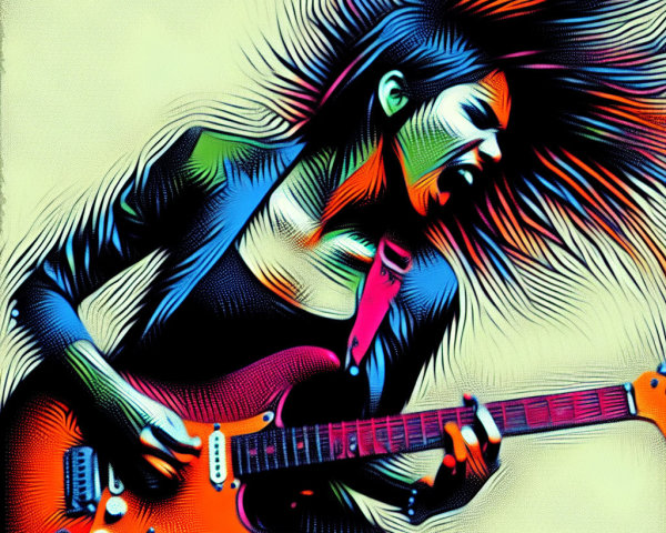 Dynamic Electric Guitar Performance with Vibrant Colors