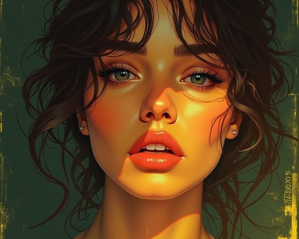 Close-Up Portrait of a Young Woman with Green Eyes