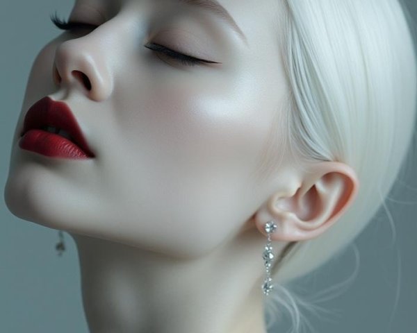 Serene Portrait of a Young Woman with Platinum Hair