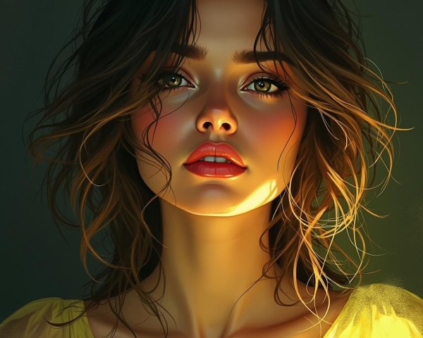 Close-Up Portrait of a Young Woman with Green Eyes