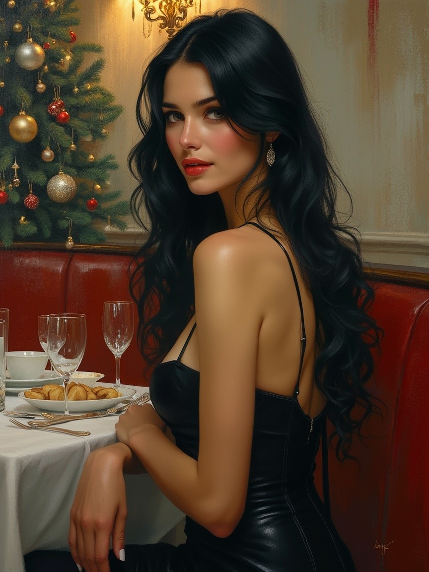 Elegant Holiday Dining Scene with Decorated Table