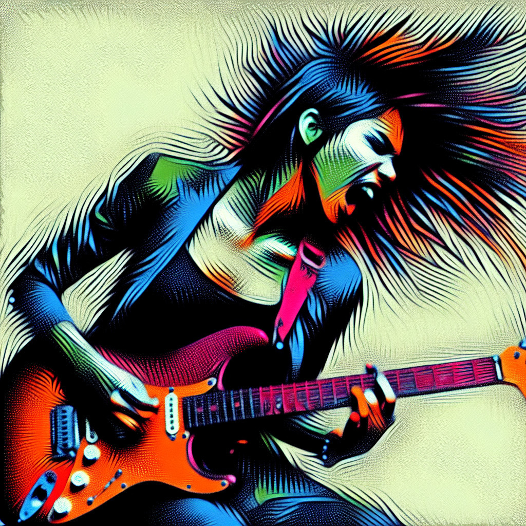 Dynamic Electric Guitar Performance with Vibrant Colors