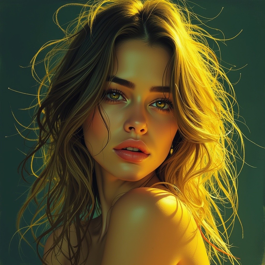 Close-up portrait of a young woman in golden light