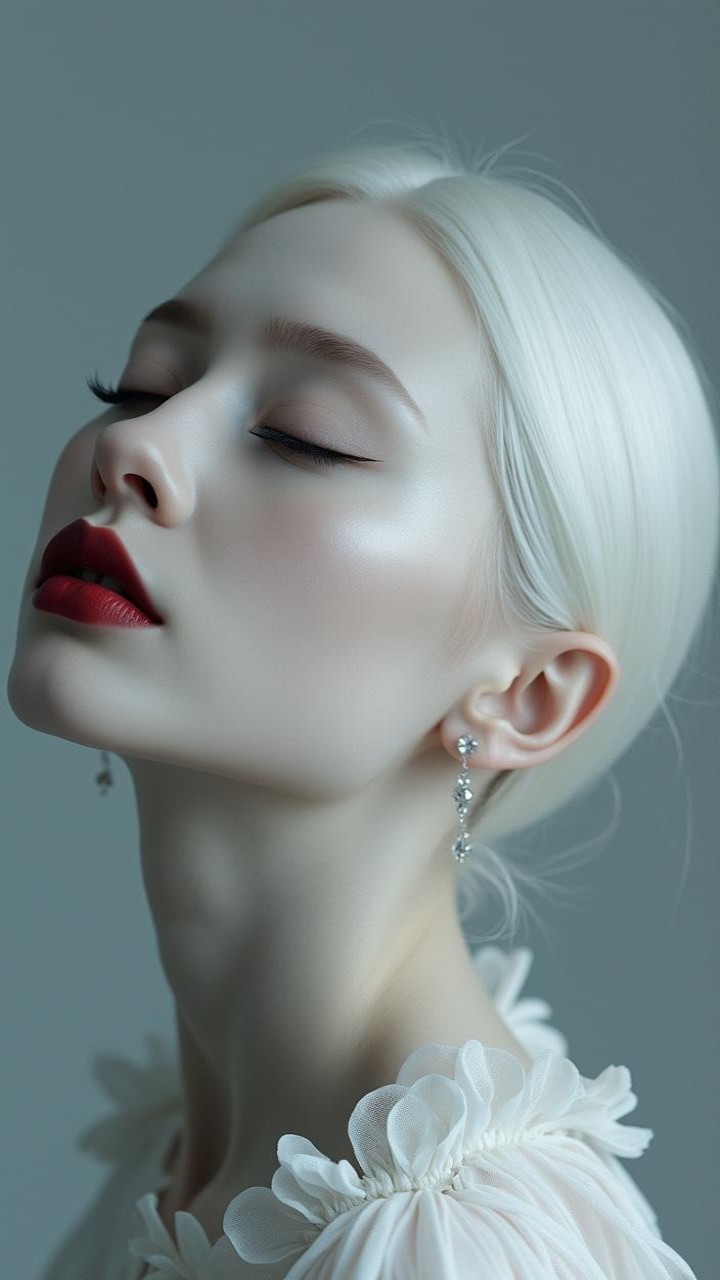 Serene Portrait of a Young Woman with Platinum Hair