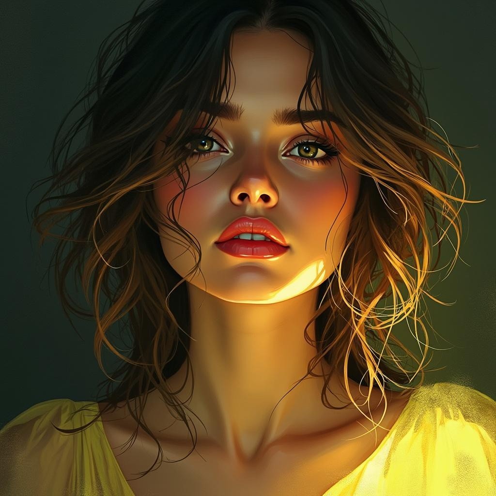 Close-Up Portrait of a Young Woman with Green Eyes