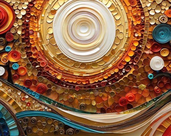 Vibrant Abstract Landscape with Textured Patterns