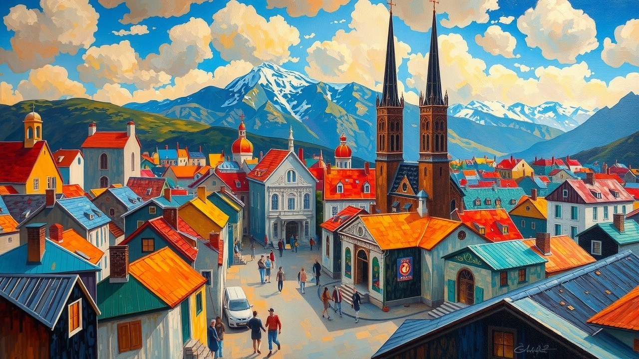 Colorful Mountain Village with Charming Architecture