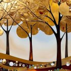 Vibrant Autumn Landscape with Colorful Trees and Houses