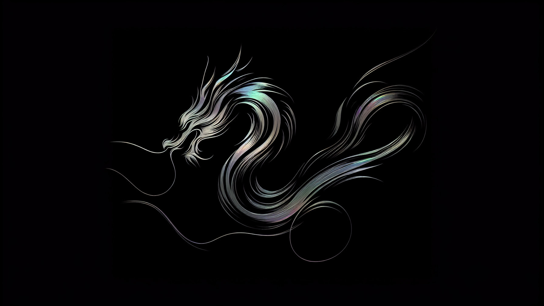 Ethereal Dragon Design with Iridescent Lines