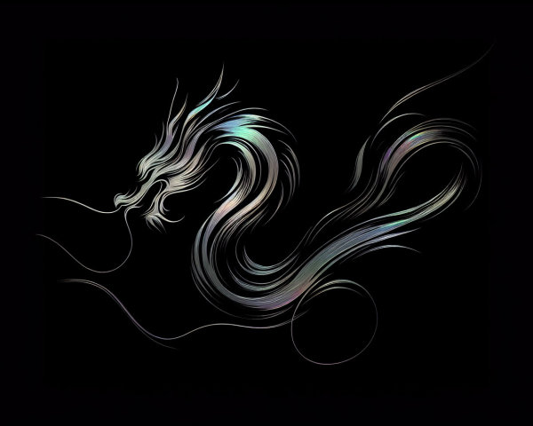 Ethereal Dragon Design with Iridescent Lines