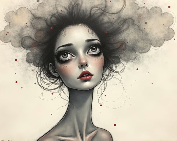 Whimsical Portrait of a Girl with Expressive Features