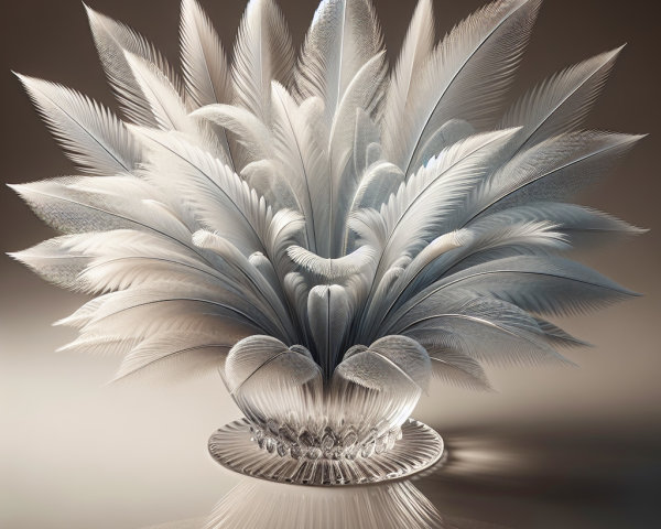 Glass Sculpture of Elegant Feather Bouquet Design