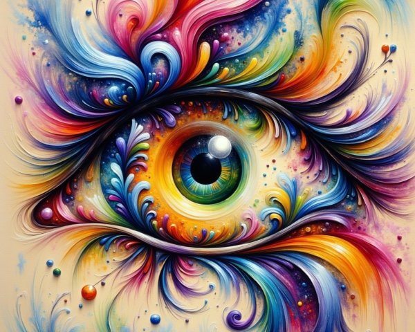 Vibrant Abstract Design with Multi-Colored Eye Center