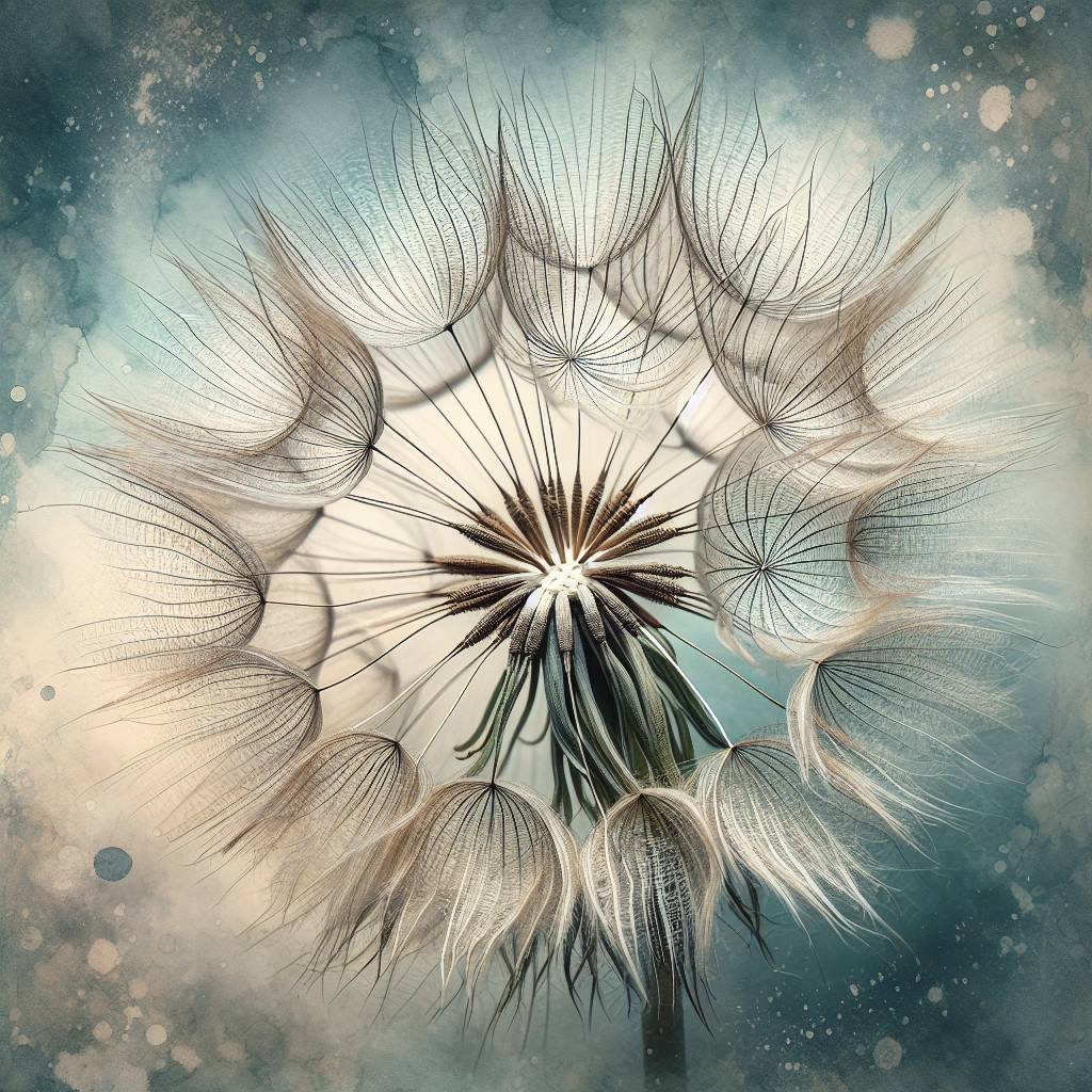 Close-up of a delicate dandelion puff with seeds