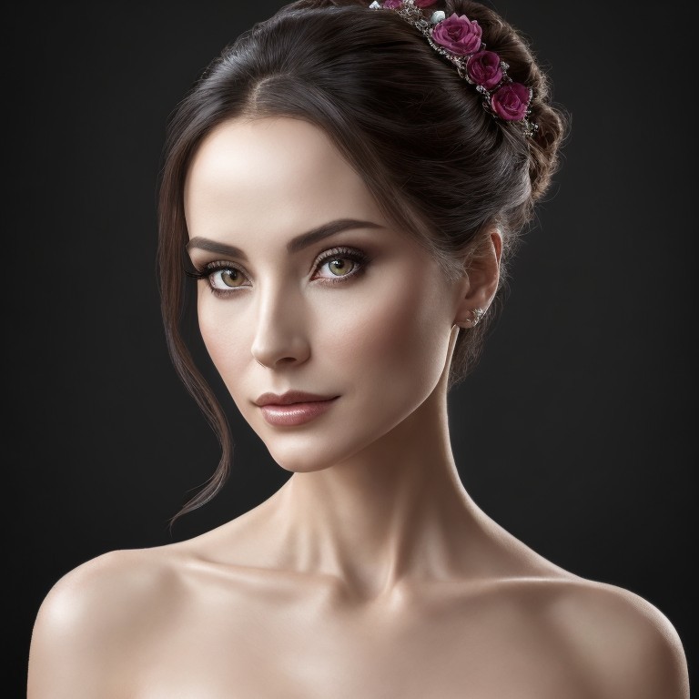 Elegant Portrait of a Woman with Roses and Glow