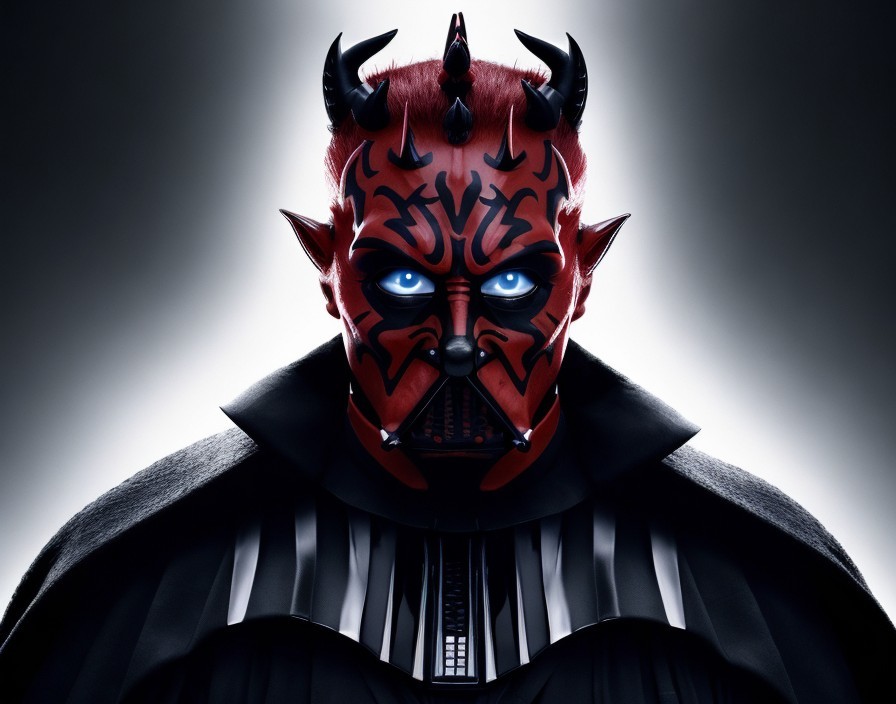 Darth Maul Costume with Face Paint and Horns