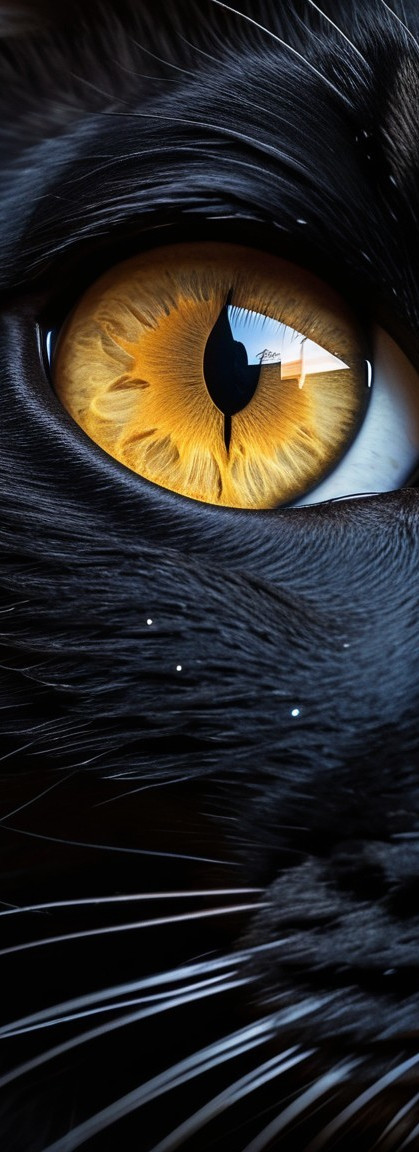 Close-Up of a Cat's Eye with Golden Iris Details