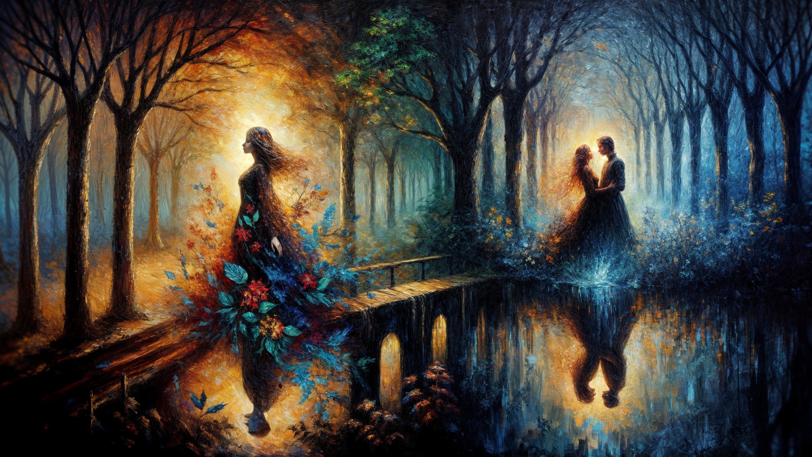 Surreal Landscape with Mystical Forest and Water