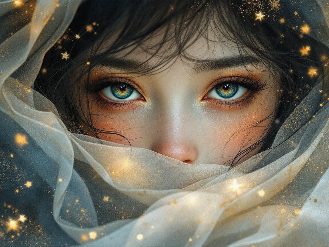 Close-Up Portrait of a Woman with Expressive Eyes