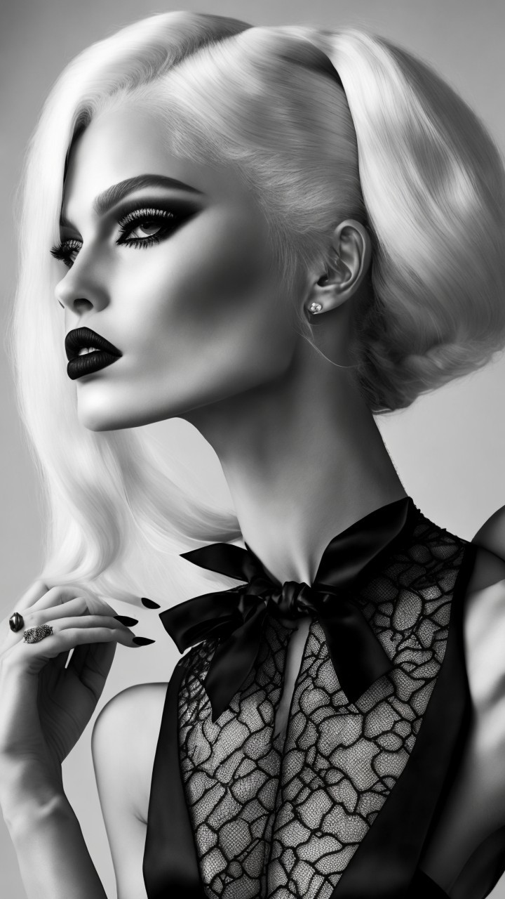 Black and White Portrait of Glamorous Model