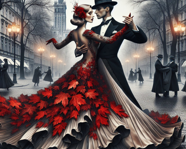 Couple Dancing in Elegant, Moody Street Setting