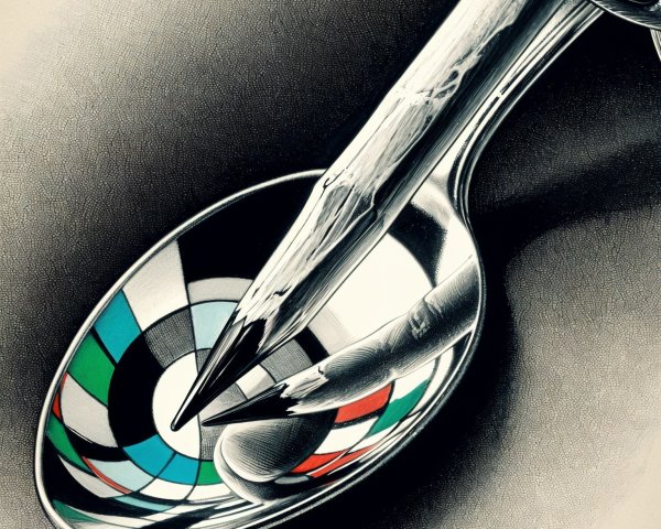 Shiny Metallic Spoon with Colorful Abstract Reflection