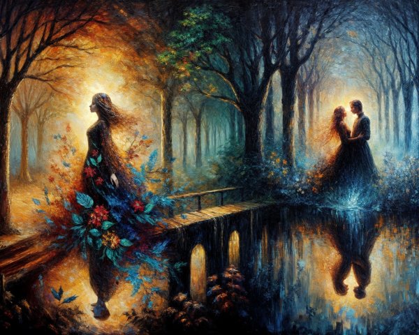 Surreal Landscape with Mystical Forest and Water