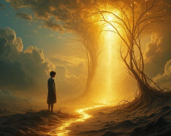 Radiant Golden Light in Dreamlike Landscape
