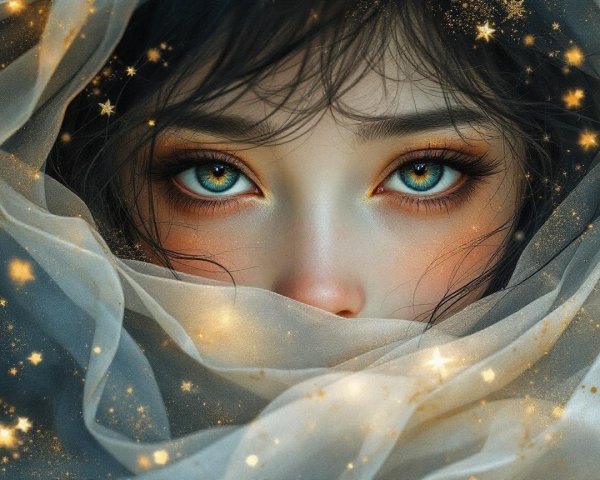 Close-Up Portrait of a Woman with Expressive Eyes