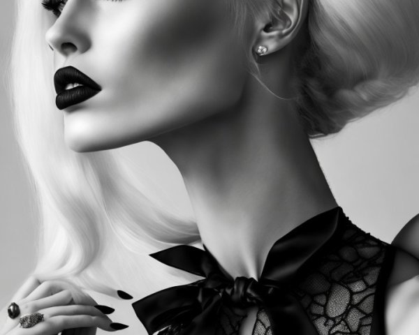 Black and White Portrait of Glamorous Model