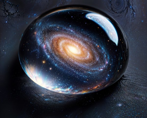 Glass Orb with Swirling Galaxy and Celestial Patterns
