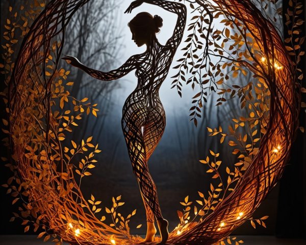 Artistic Sculpture of Female Figure in Natural Setting