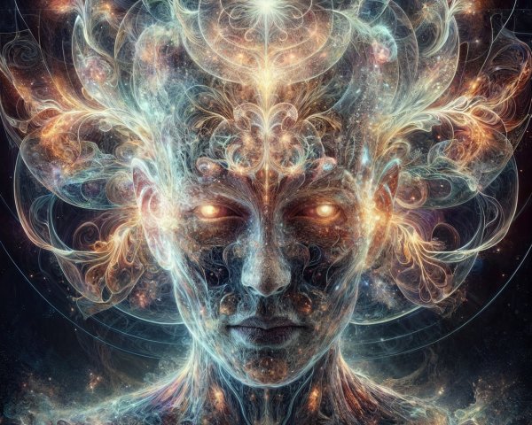 Surreal Human-like Face with Luminous Patterns