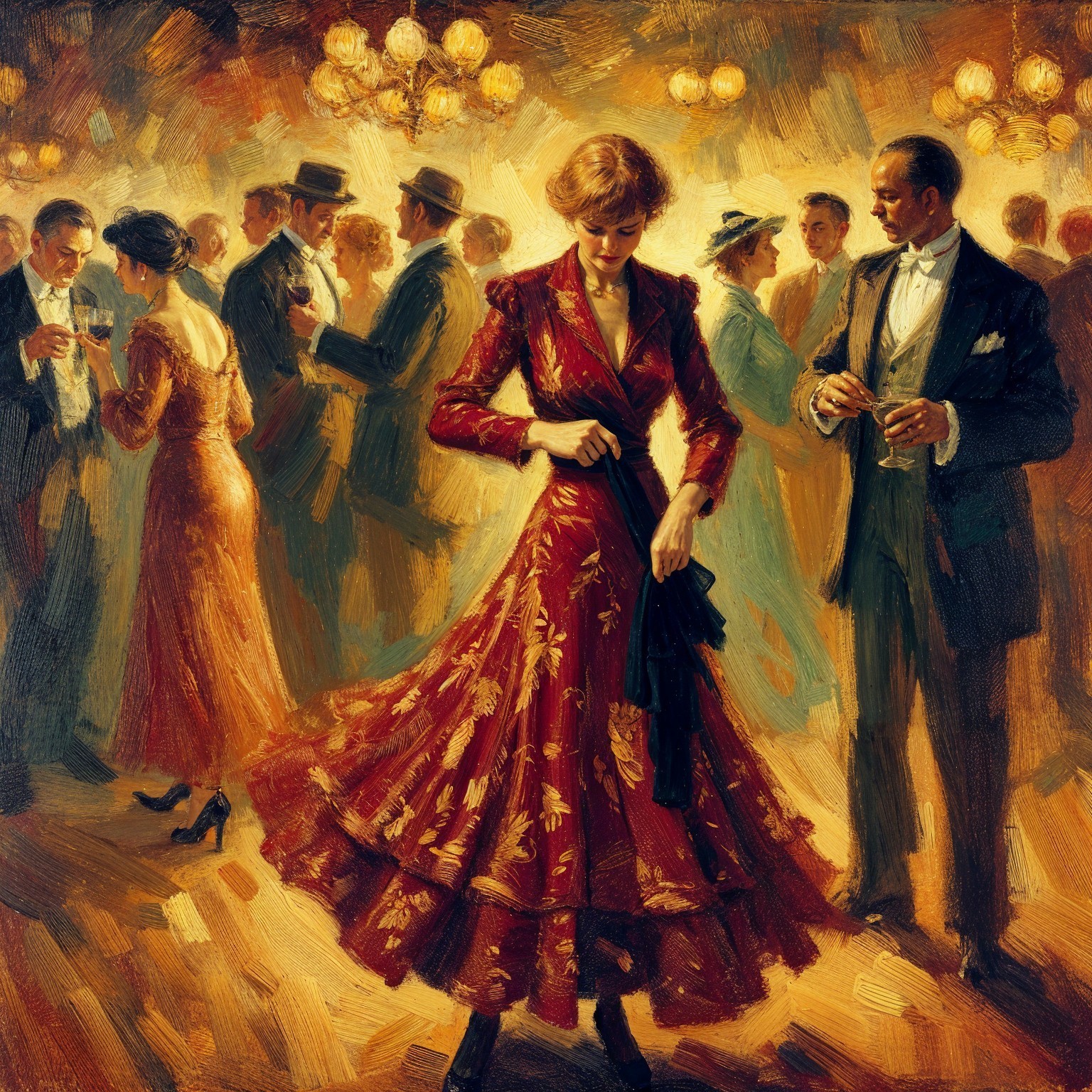 Vibrant ballroom scene depicting elegance and celebration