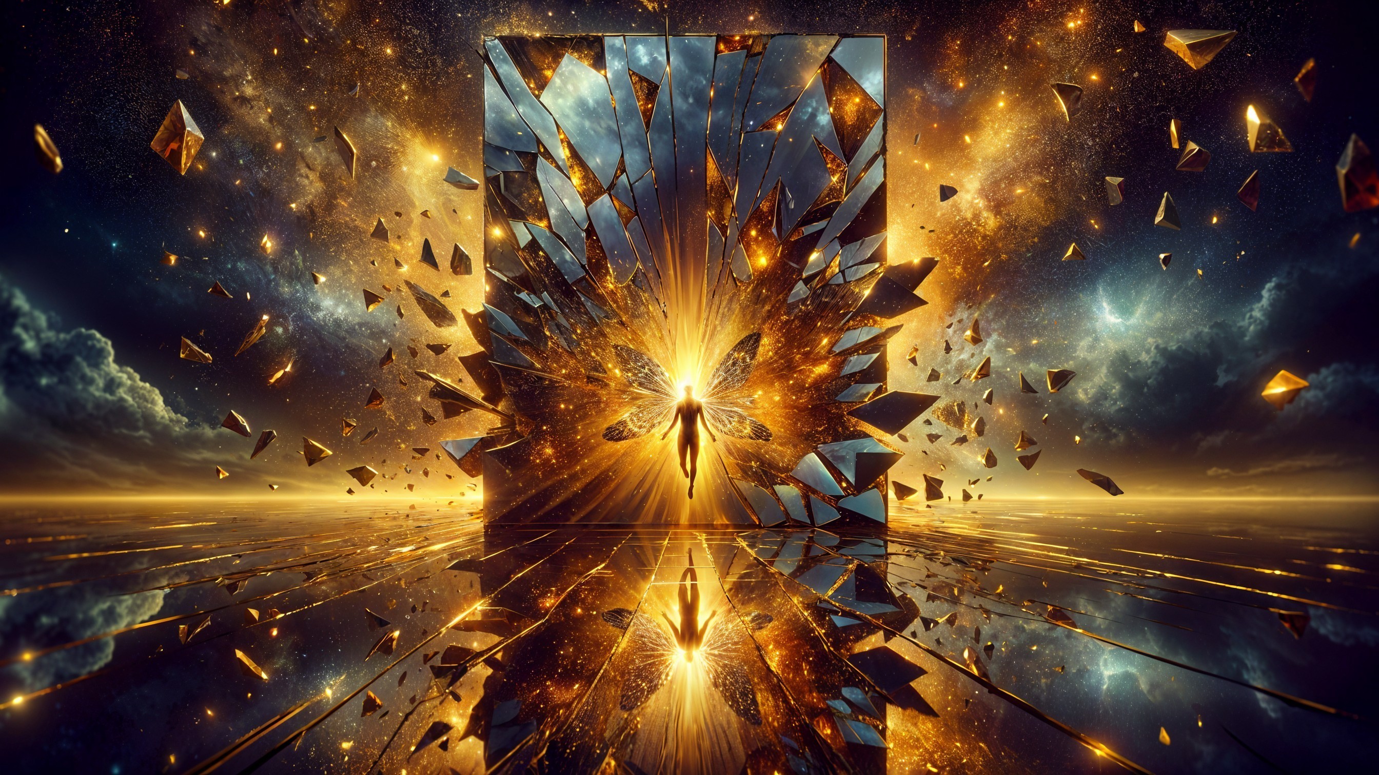 Cosmic Scene of Transformation with Shattered Mirror