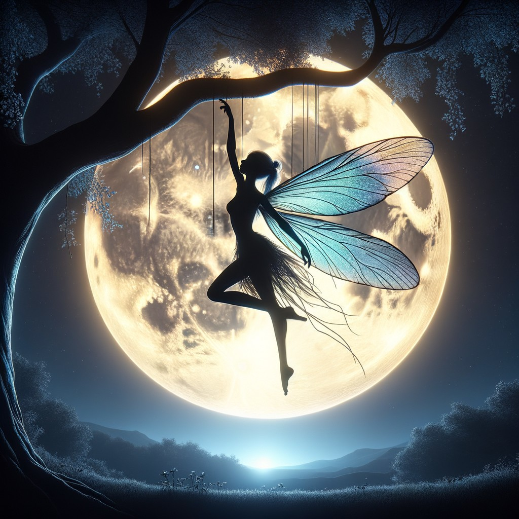 Fairy Dance Under a Luminous Full Moon Scene
