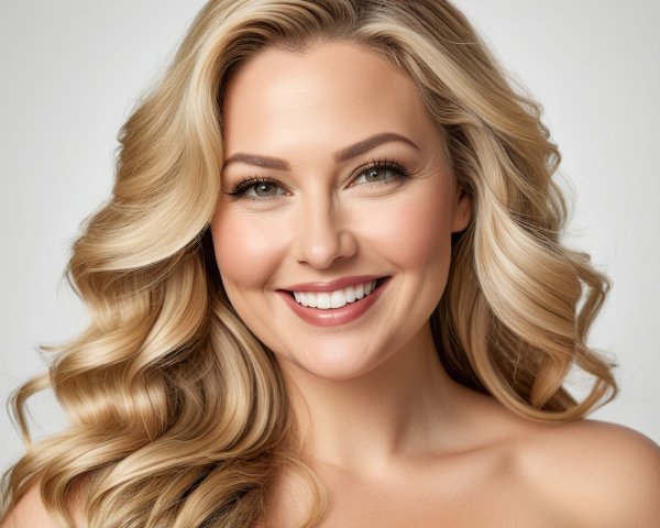 Smiling Woman with Long Blonde Hair and Warm Expression