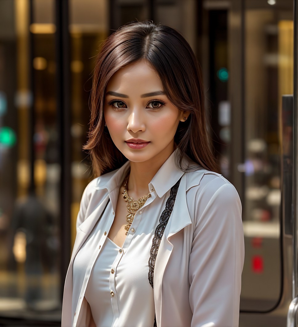 Confident Young Woman in Stylish Urban Outfit