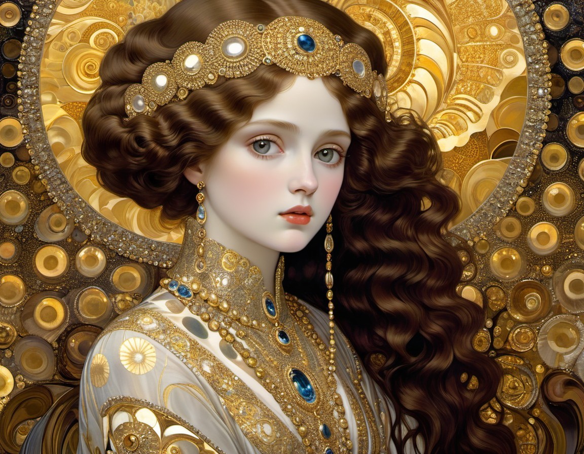 Regal Young Woman in Elegant Attire with Jewelry