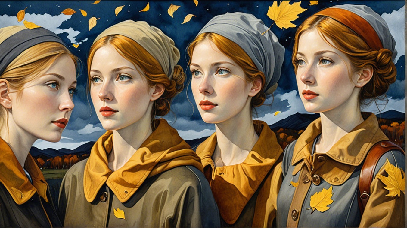 Portraits of a Young Woman in Autumn Settings