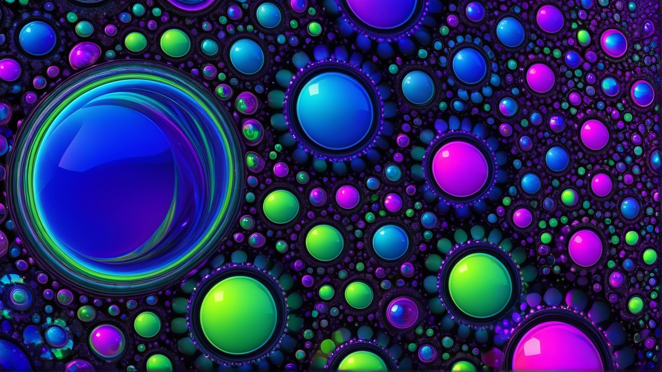Vibrant Abstract Pattern of Bubbles and Spheres