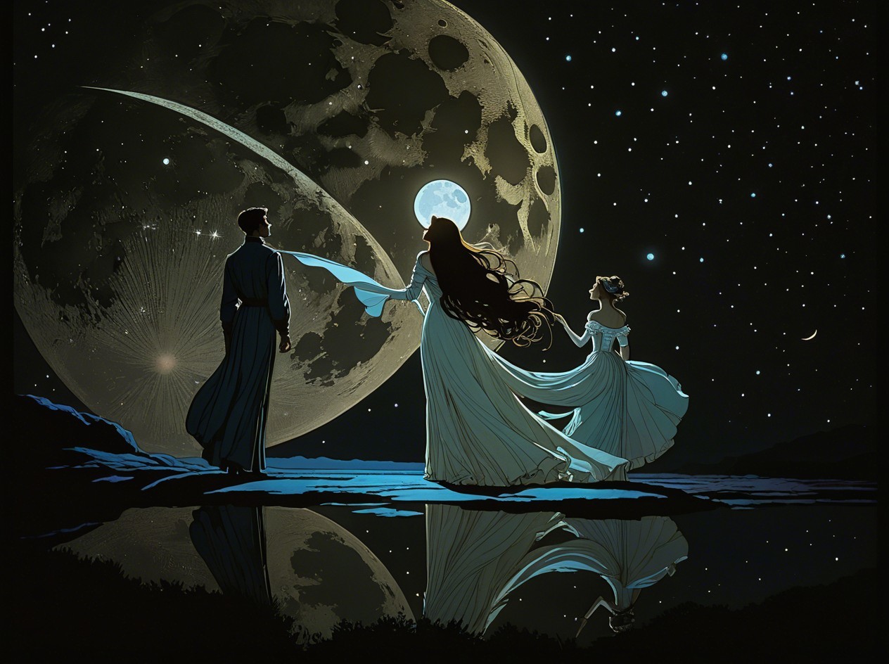 Digital Painting of Three Figures on a Cliff at Dusk