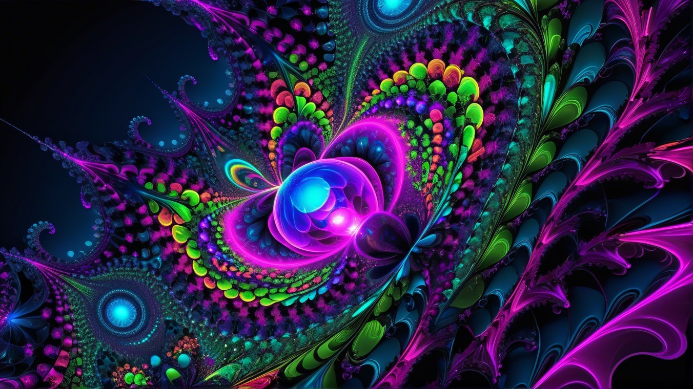 Vibrant Abstract Design with Intricate Fractal Patterns