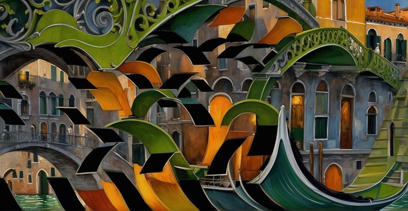 Vibrant Abstract Interpretation of a Venetian Canal Scene